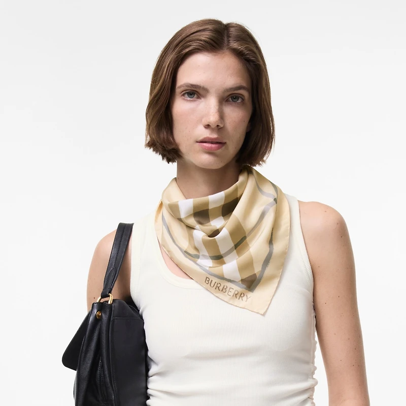 Watercolour Check Silk Scarf in Sesame beige | Burberry® Official