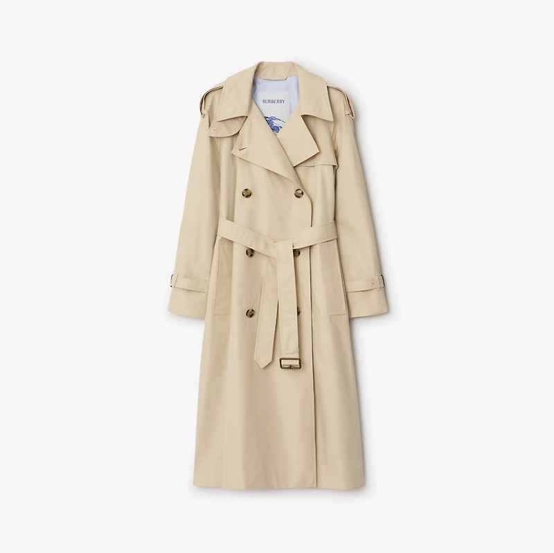 Long Highgrove Castleford Trench Coat in Nutmeg - Women, Cotton | Burberry® Official
