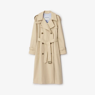 Long Highgrove Castleford Trench Coat in Nutmeg - Women, Cotton | Burberry® Official