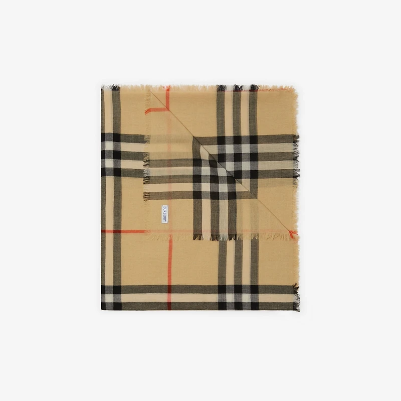 Check Wool Scarf in Sand | Burberry® Official