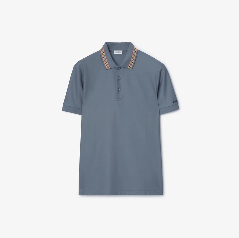 Cotton Polo Shirt in Carbon blue - Men | Burberry® Official