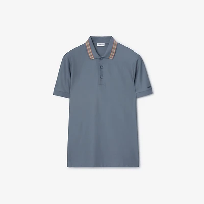 Cotton Polo Shirt in Carbon blue - Men | Burberry® Official