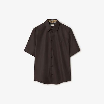 Regular Fit Cotton Poplin Shirt in Bark brown - Men | Burberry® Official