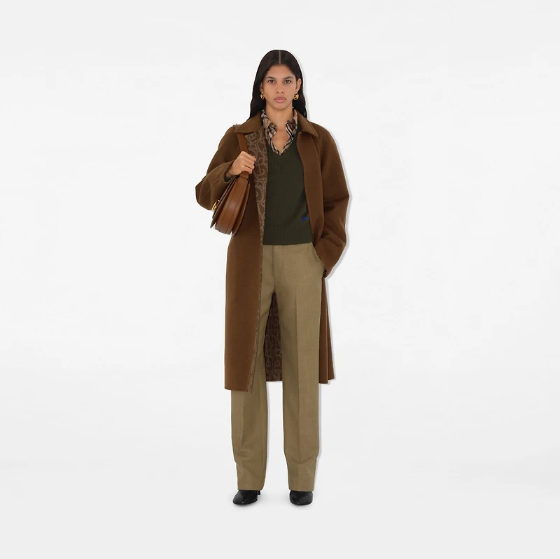 Wool Cashmere Wrap Coat in Tor/canvas - Women | Burberry® Official
