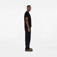 Check Trim Cotton T-shirt in Black - Men | Burberry® Official