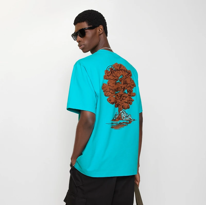 Sleeping Knight Cotton T-shirt in Atom blue - Men | Burberry® Official