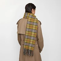Check British Wool Scarf in Khaki green | Burberry® Official