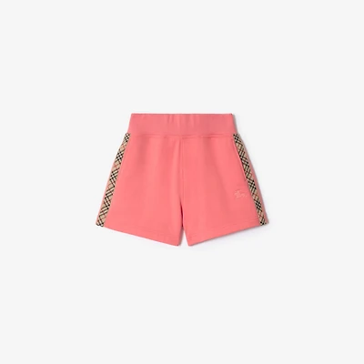 Check Trim Cotton Shorts in Pale hibiscus | Burberry® Official