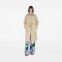 Long Highgrove Gabardine Car Coat in Nutmeg - Women, Cotton | Burberry® Official