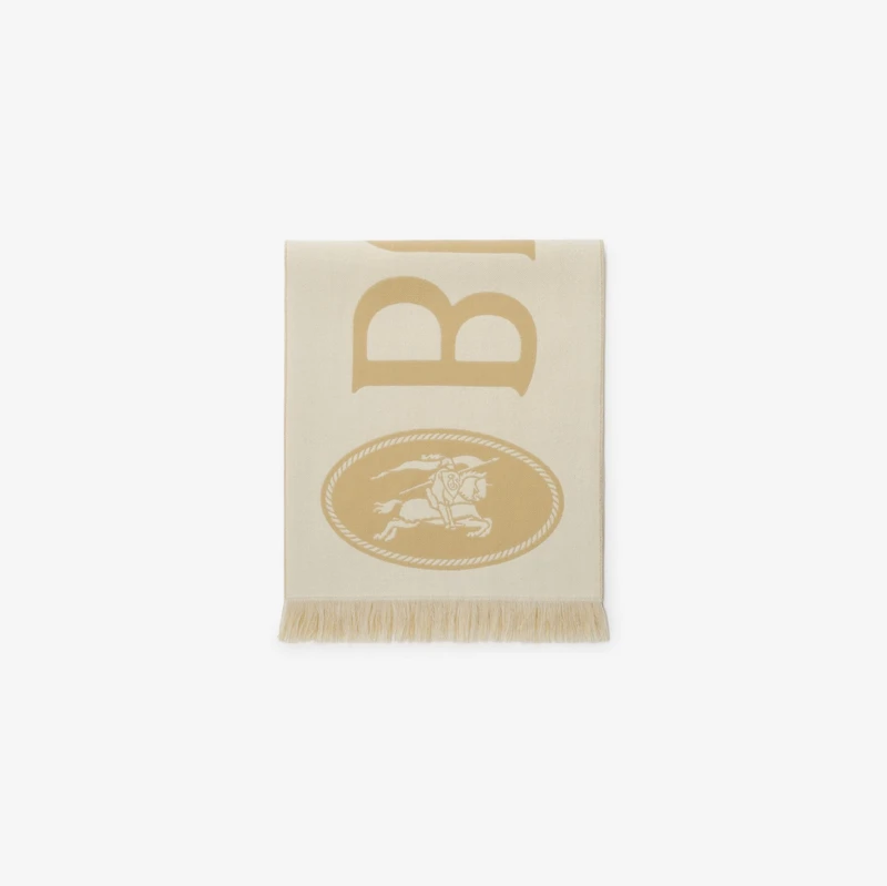 Logo Wool Scarf in Sand beige | Burberry® Official
