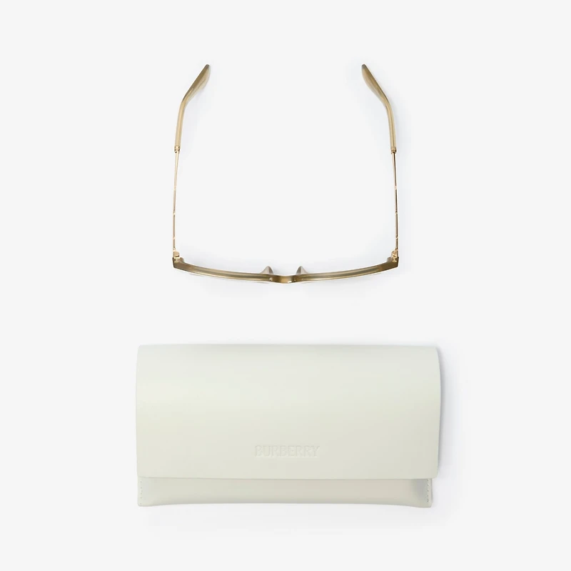Check Engraved Square Sunglasses​ in Light beige - Women | Burberry® Official