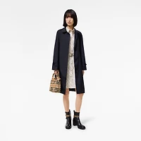 Long Belted Nylon Tickhill Car Coat in Navy - Women | Burberry® Official