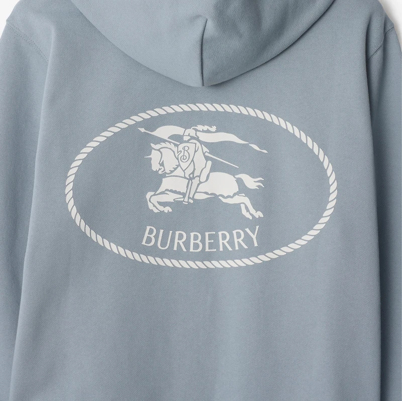 Knight Stamp Cotton Zip Hoodie in Gale grey - Men | Burberry® Official