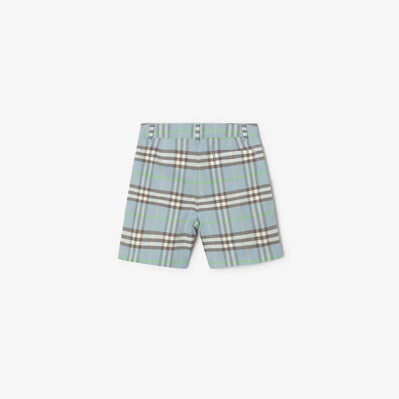 Check Cotton Shorts in Misty blue | Burberry® Official