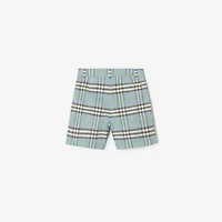 Check Cotton Shorts in Misty blue | Burberry® Official