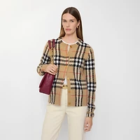 Check Cashmere Wool Cardigan in Sand beige - Women | Burberry® Official