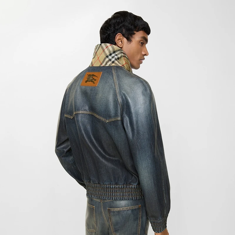 Coated Denim Jacket in Mid blue - Men, Cotton | Burberry® Official