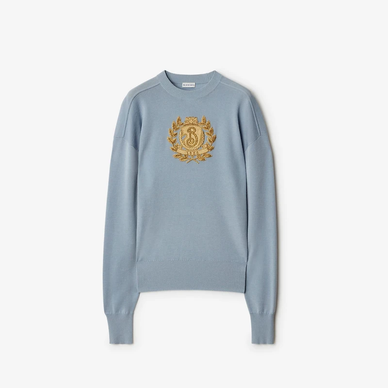 B Crest Wool Sweater in Gale - Women | Burberry® Official