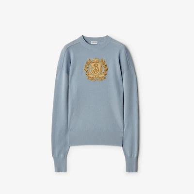 B Crest Wool Sweater in Gale - Women | Burberry® Official