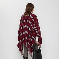 Check Wool Cashmere Cape in Oxblood | Burberry® Official