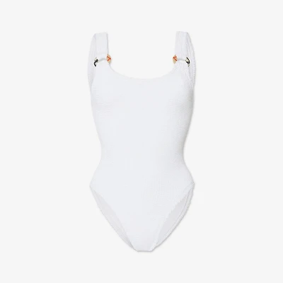 Domino Swimsuit in White - Women, Nylon | Burberry® Official