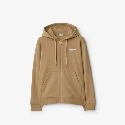 Cotton Zip Hoodie in Archive beige - Men | Burberry® Official