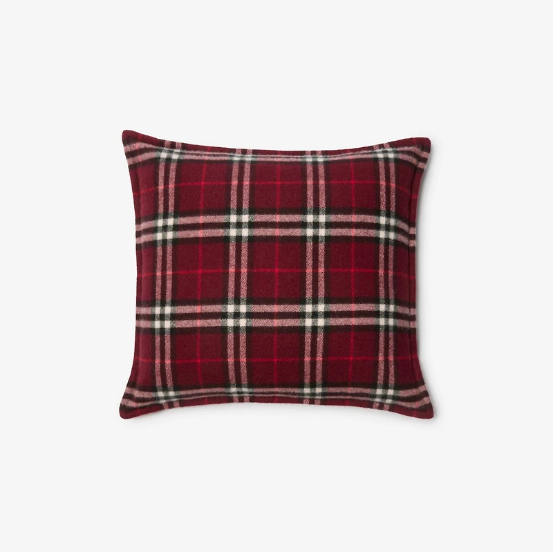 Check Cashmere Cushion in Oxblood red | Burberry® Official