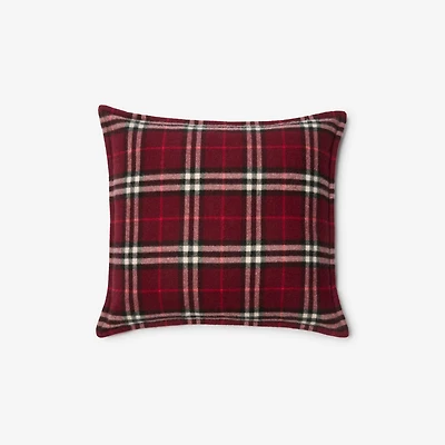 Check Cashmere Cushion in Oxblood red | Burberry® Official