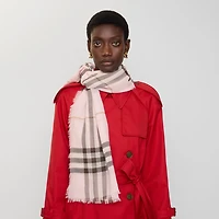 Wide Check Wool Scarf in Bow pink | Burberry® Official