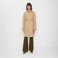 Mid-length Bonded Cotton Car Coat in Flax beige - Women | Burberry® Official