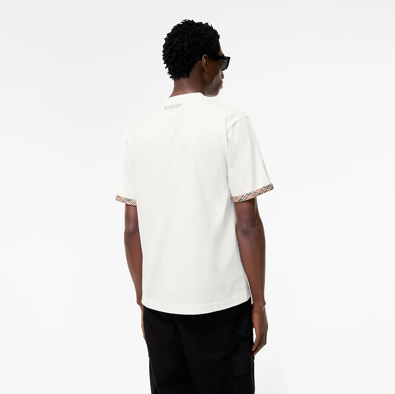 Check Trim Cotton T-shirt in Chalk white - Men | Burberry® Official