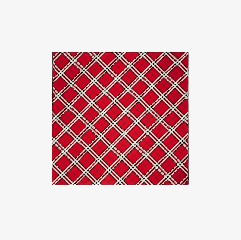 Check Silk Scarf in Scarlet | Burberry® Official