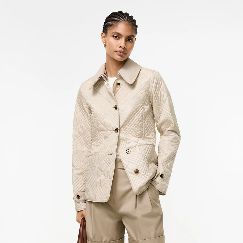 Quilted Nylon Fernleigh Jacket in Stone beige - Women | Burberry® Official