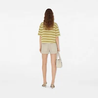 Cropped Striped Cotton Polo Shirt in Alabaster - Women | Burberry® Official