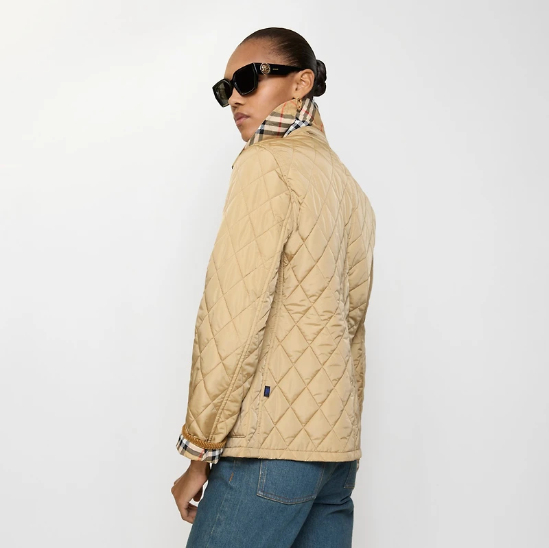 Quilted Nylon Jacket in Flax/sand - Women | Burberry® Official