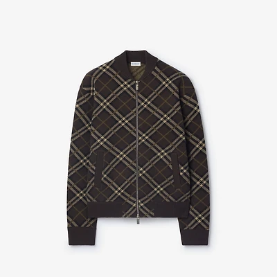 Check Wool Cashmere Bomber Jacket in Truffle brown - Men | Burberry® Official
