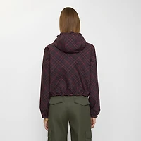 Cropped Reversible Check Hooded Jacket in Wine red - Women, Nylon | Burberry® Official