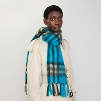 Check Mohair Wool Scarf in Hyacinth | Burberry® Official