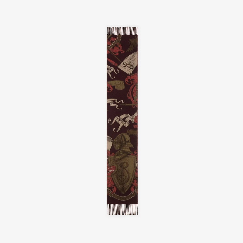Etched Knight Cashmere Scarf in Oxblood red | Burberry® Official