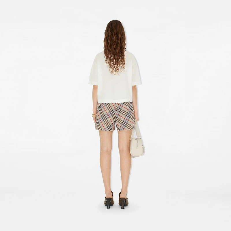 Cropped Cotton Polo Shirt in Chalk - Women | Burberry® Official