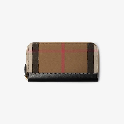 Large Check Zip Wallet in Black - Women | Burberry® Official
