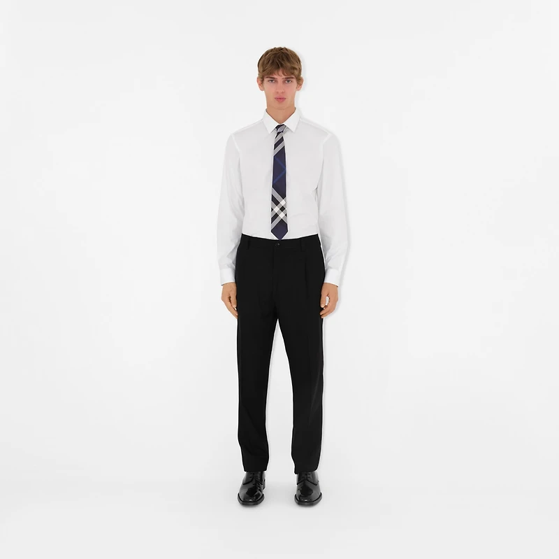 Check Silk Tie in Navy Blue - Men | Burberry® Official