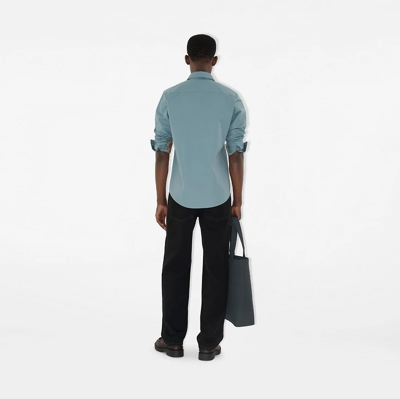 Slim Fit Cotton Poplin Shirt in Index blue
