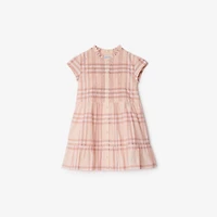 Check Cotton Poplin Dress in Shell | Burberry® Official