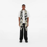 Check Cashmere Silk Scarf in Lichen | Burberry® Official
