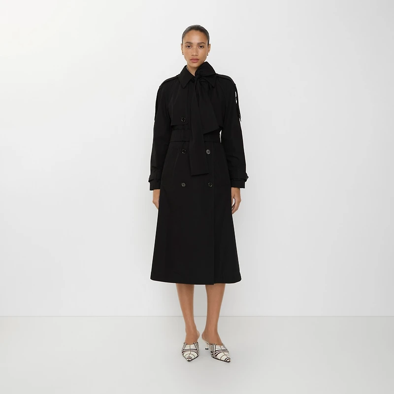 Long Canvas Trerose Trench Coat in Black - Women | Burberry® Official
