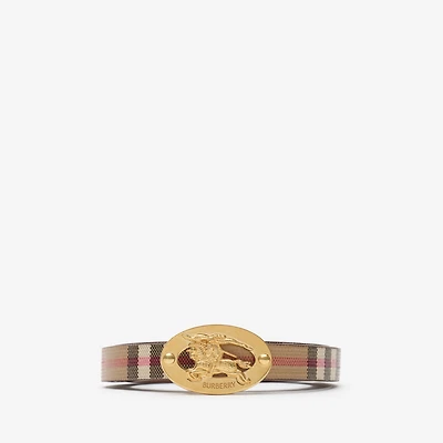 Thin Reversible Check Oval Belt in Archive beige/tobacco brown - Women, Cotton, Technical | Burberry® Official
