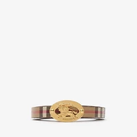 Thin Reversible Check Oval Belt in Archive beige/tobacco brown - Women, Cotton, Technical | Burberry® Official
