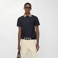 Check Collar Cotton Polo Shirt in Navy - Men | Burberry® Official