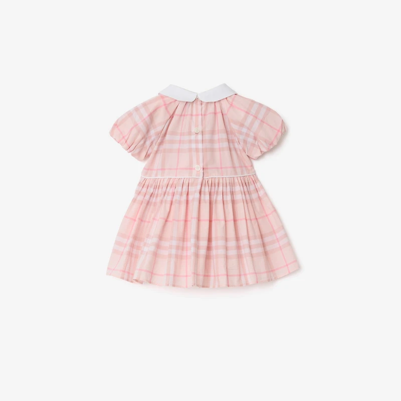 Check Cotton Dress with Bloomers in Ice pink - Children | Burberry® Official